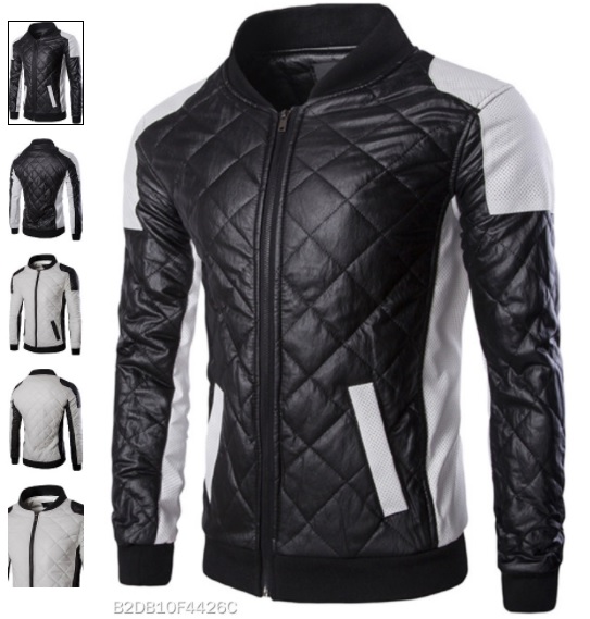 Men Color Block Quilted PU Leather Jacket